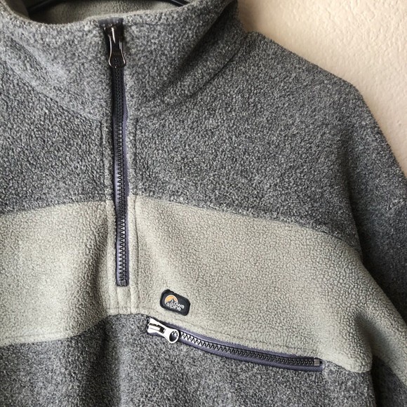 Lowe Alpine 1/4 Zip Fleece Jacket Polartec Gray Khaki Men’s Size Small EUC - Picture 2 of 5